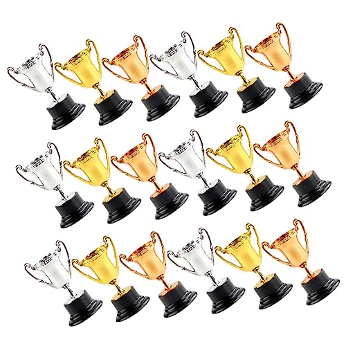 CVUTOVO 18 Stück Teiliges Mini Trophäen aus Kunststoff Gold Silber Bronze für Kindergeburtstage Wettbewerbe und Familienfeiern Robuste Langlebige Auszeichnungen für Kleine Sieger von CVUTOVO