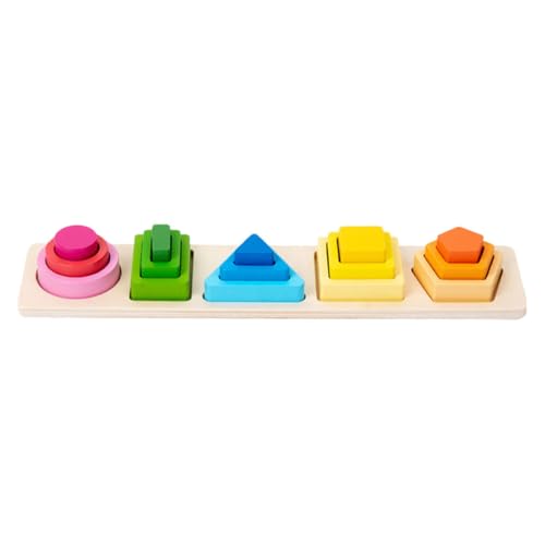 CVUTOVO 1Satz Hölzernes Formsortier Geometrisches Stapelspiel für Kleinkinder Feinmotorik und Logischem Pädagogisches für Frühes Lernen von CVUTOVO