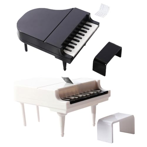 CVUTOVO 2 Sätze Mini Klavier Modell mit Hocker Puppenhaus Möbel für Kreative Raumdekoration Hochwertige Klavier Requisite Teilig für DIY und Landschaftsprojekte von CVUTOVO