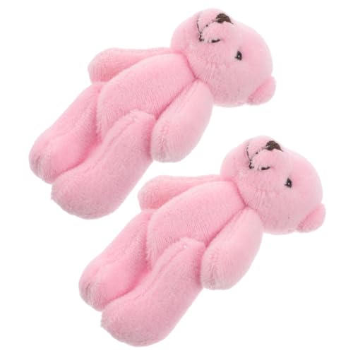 CVUTOVO 2 Stück Miniatur Plüschbären Rosa Kuschelbären für Puppenhaus Deko Sammler und Realistisch für DIY Basteln Geburtstag von CVUTOVO