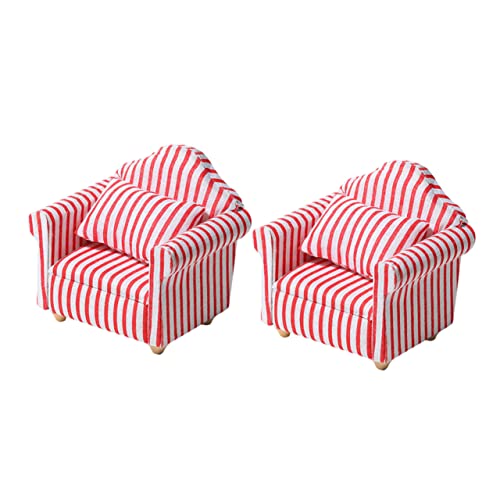 CVUTOVO 2 Stück Miniatur Sofa Set Pack Rot Weiß Gestreifte Möbel für Puppenhäuser Zubehör für Kreative Spielwelten und Fantasievolles im Wohnzimmer CVUTOVO 2 Stück Miniatur Sofa Set Pack Rot Weiß Gestreifte Möbel für Puppenhäuser Zubehör für Kreative Spielwelten und Fantasievolles im Wohnzimmer von CVUTOVO