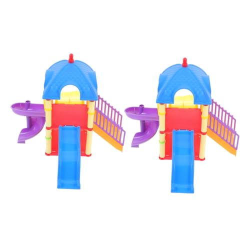 CVUTOVO 2 Stück Miniatur-Spielplatz Modell Kleine Rutschbahn Puppenhaus Deko Glatte Kanten Sicher Vielseitig für Desktop und Rollenspiel von CVUTOVO