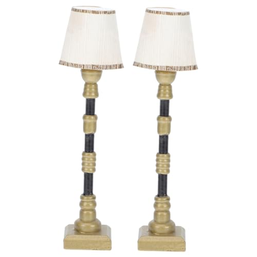 CVUTOVO 2 Stück Miniatur Stehlampe Modell Resin Dekoration für Puppenhaus Charmante Innenraumverzierung für DIY Mini Haus Realistische Details für Kreative Projekte von CVUTOVO