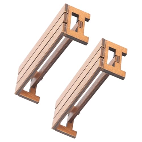 CVUTOVO 2 Stück Miniature Holzbank für Puppenhaus Mini Möbel für Fotografie und Deko Natürliches Design Stabil und Praktisch für Miniaturhäuser und Kreative Arrangements von CVUTOVO
