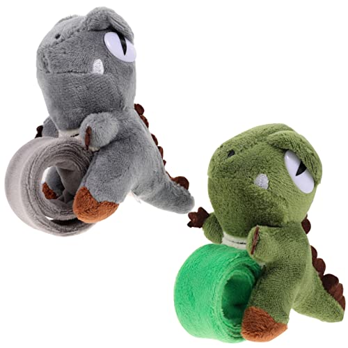 CVUTOVO 2 Stück Niedliche Dinosaurier Schnapparmbänder Plüsch Armbänder für Kindergeburtstag Tier Motto Partys Geschenkideen für Jungen und Mädchen von CVUTOVO