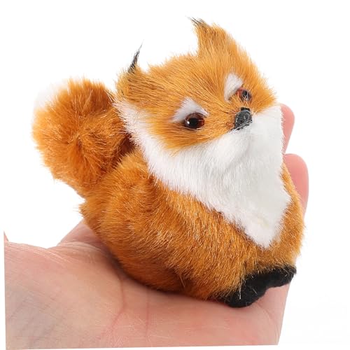 CVUTOVO 2 Stück Realistisches Mini Plüschtier Fuchs Lebensechte Kleine Fuchsfigur aus Weichem Kunstfell Vielseitige Deko für Weihnachten Babyparty Gemütliche Detailreiche Handgefertigte von CVUTOVO