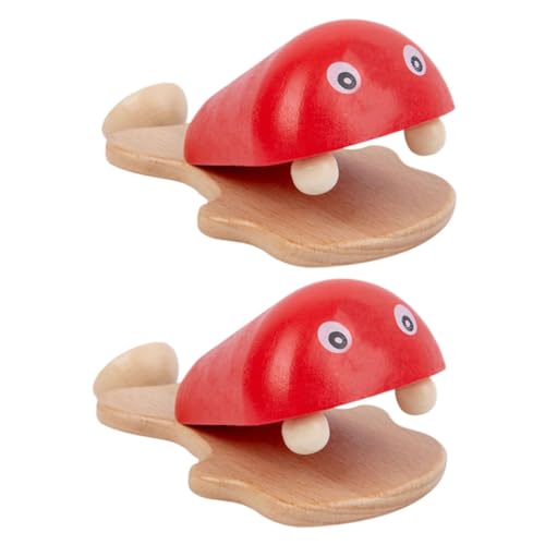 CVUTOVO 2 Stück Teiliges Holz castagnetten Fischform Bunt Musikalisches Kleinkindspielzeug Motorik und Hand Auge koordination Pädagogisches Percussion Instrument für Junge Mädchen und von CVUTOVO