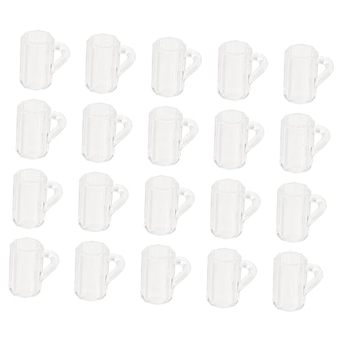CVUTOVO 20 Stück Mini-Bierkrug biergläser Beer Mug verkleidungsaccessoires Living Room Decoration Bierglasmodell Erwachsene Miniatur Tassenmodell Mini-Foto-Requisiten Plastik Transparent von CVUTOVO