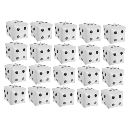 CVUTOVO 20 Stück Teiliges Würfel folienballon Glänzend Wiederverwendbar Quadratisch Leichte Partydeko für Herren geburtstag Festival und Themenfeier Weiß Stilvolle Aluminiumfolie von CVUTOVO