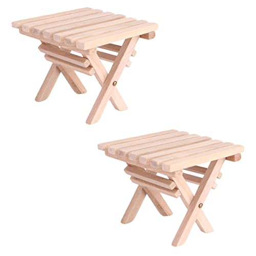 CVUTOVO 2Stücke Miniatur Klapptisch Holz Modelle für Puppenhaus Realistische Kleiner Möbel für Wohnzimmer Dekoration Faltbare Tischmodelle für Kreative Projekte von CVUTOVO