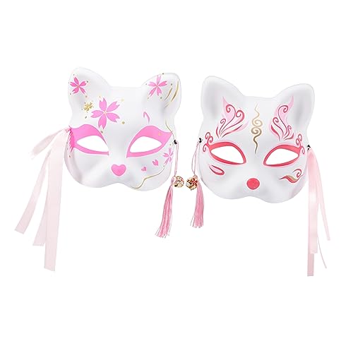 CVUTOVO 2stücke Japanische Katzenmaske Halbgesicht Für Cosplay Einzigartige - Mit Quasten Und Für Halloween Und Festtagsfeiern von CVUTOVO