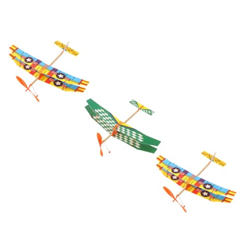 CVUTOVO 3 Stück Teiliges Gummiband Ebenen Flugzeugspielzeug aus Leichtem Schaumstoff Handgemachter Gleiter für Robust und Kompakt für Draußen Geschenk Geeignet von CVUTOVO