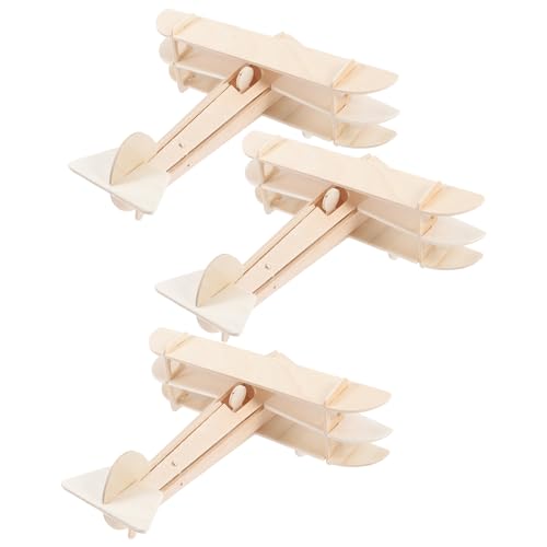 CVUTOVO 3Stücke Teiliges DIY Flugzeug Modell Kit aus Holz Kreatives Basteln für Fördert Fantasie und Koordination für Flugzeug Themengeburtstage Malen und Zusammenbauen von CVUTOVO