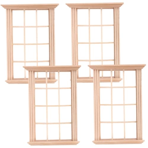 CVUTOVO 4 Stück Miniatur Fenster für Puppenhaus Teiliges aus Holz für DIY Dekorationen und Miniaturmöbel für Kinderzimmer und Kreative Bastelprojekte CVUTOVO 4 Stück Miniatur Fenster für Puppenhaus Teiliges aus Holz für DIY Dekorationen und Miniaturmöbel für Kinderzimmer und Kreative Bastelprojekte von CVUTOVO