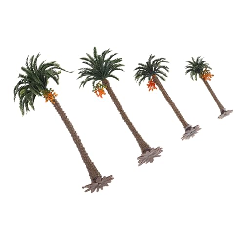 CVUTOVO 4 Stück Miniatur Kokospalmen Modell Teilig Handbemalt Langlebig Natürlicher Look für Sandtisch Landschaftsdekoration Diorama Bastelprojekte Realistisches Pflanzenmodell von CVUTOVO