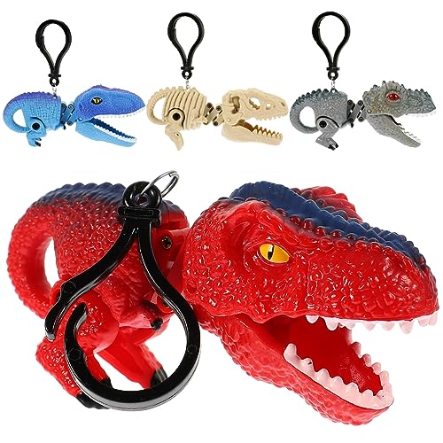 CVUTOVO 4 Stück Teiliges Dinosaurier Schlüsselanhänger Kreative Taschenanhänger für Dino und Dekorationszubehör für Rucksäcke und Schlüssel von CVUTOVO