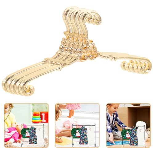 CVUTOVO 5 Stück Teiliges Mini Kleiderbügel aus Metall für Puppenkleidung Robuste Elegante Miniaturbügel für Puppenschrank und Puppenhaus Zubehör zur Ordentlichen Präsentation von von CVUTOVO