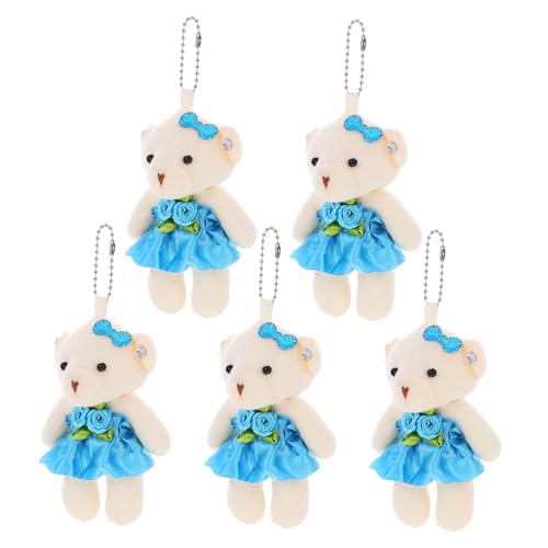 CVUTOVO 5 Stück Teiliges Mini Plüschbär Cartoon Bär Schlüsselanhänger Leichte Kompakte Hängende Kuscheltierpuppe DIY Accessoire für Hochzeit und Taschenverzierung von CVUTOVO