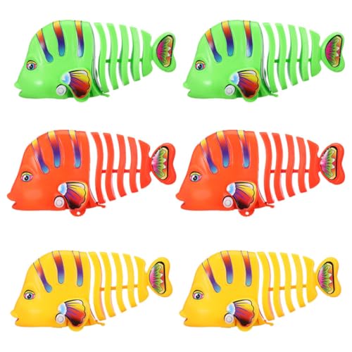 CVUTOVO 6Stücke Aufzieh Badefisch Bunte Cartoon Fische Mechanisches Schwimmspielzeug für Verbessert Hand Auge Koordination Geschenkidee für Partys und Dekoration von CVUTOVO
