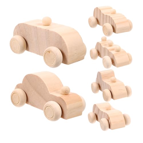 CVUTOVO 6Stücke DIY Holzautos zum Bemalen Unvollendete Graffiti Autos für Kreatives Handwerk für Frühkindliche Entwicklung Kreativität und Praktischen von CVUTOVO