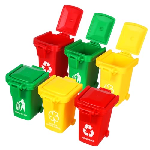 CVUTOVO 6Stücke Teiliges Lernspielzeug Mülltrennung für Abfalleimer Farben mit Beweglichem Deckel und Rädern Pädagogisches Recycling für Umweltbewusste Kleinkinder von CVUTOVO