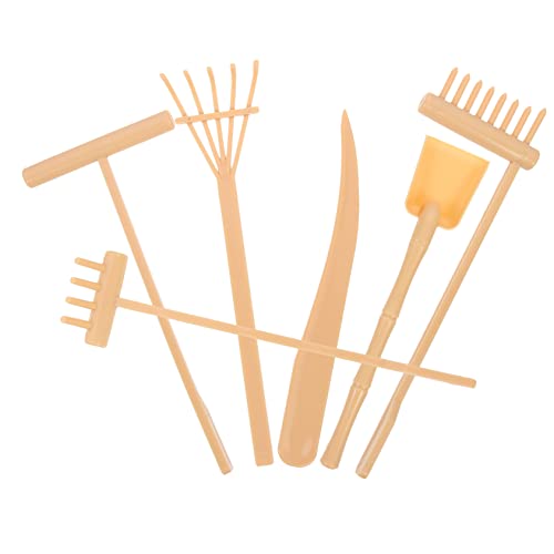 CVUTOVO 6Stücke Teiliges Zen Rechen Werkzeug für Sandtische Bastel und Meditationsbedarf Geeignet für Kreative Entspannung und Garten Dekoration Gelbe Ausführung von CVUTOVO