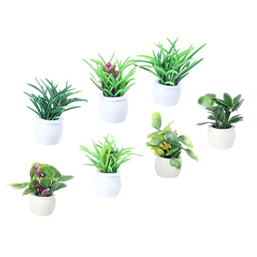 CVUTOVO 7stücke Teiliges Miniatur Blumentopf Kunstpflanzen Für Puppenhäuser Dekorative Blumentöpfe Für Mini- Hochwertige Sichere Materialien Zufällige von CVUTOVO