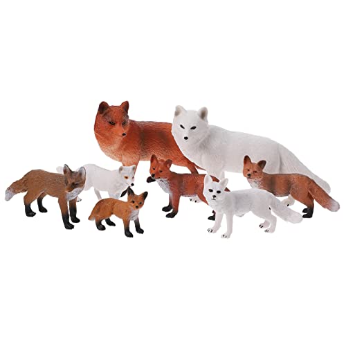 CVUTOVO Kitsune Figur 8 Stück Imitiertes Tiermodell Spielzeug für Kinder Realistische Fuchsfiguren für Desktop Pädagogisches Lernspielzeug Tierfiguren aus Kunststoff von CVUTOVO