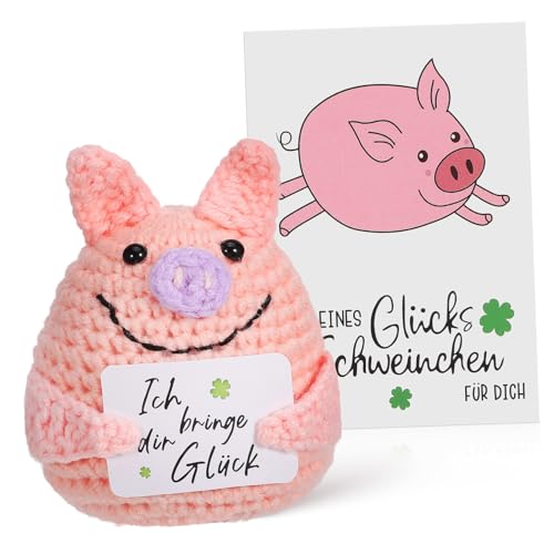 CVUTOVO Positive Häkelspielzeug Schwein Für Erwachsene Vielseitige Deko Und Geschenkidee Für Verschiedene Anlässe Handgefertigte Kuscheltiere Tragbar Und Leicht von CVUTOVO
