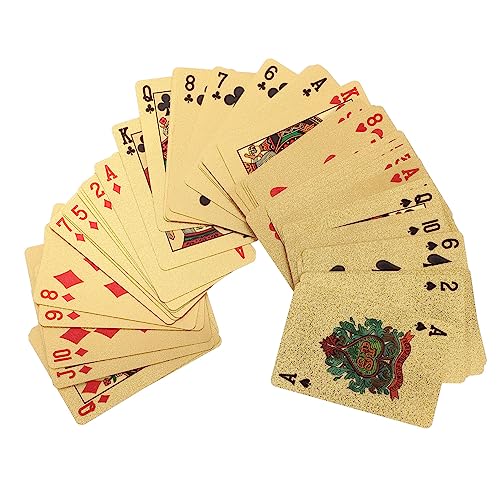 CVUTOVO Goldene wasserdichte Spielkarten für Poker Robuste PVC Karten für Party und Tischspiele für Amüsement und Sammlung Tierkreiszeichen Design von CVUTOVO