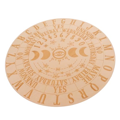 CVUTOVO Holz Wahrsagebrett Pendelbrett mit Gravur Premium MDF Platte für Wiccan Altar Dekoratives Divinationsspiel Zubehör Glatte Oberfläche mit symbolischen Entscheidungszeichen von CVUTOVO
