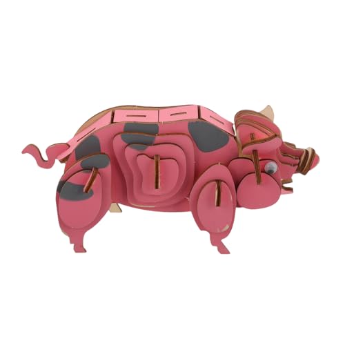 CVUTOVO Holzschwein Puzzle Kreatives DIY Tiermodell Pädagogisches Holzspielzeug für Fördert Geschicklichkeit und Kritisches für Familienaktivitäten von CVUTOVO