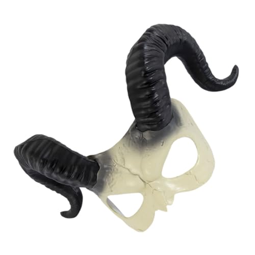 CVUTOVO Horror Tier Maske mit Schafhorn für Halloween Halbgesichts Maske für Kostümpartys Cosplay und Maskeraden für Erwachsene Elastischer Tragekomfort von CVUTOVO