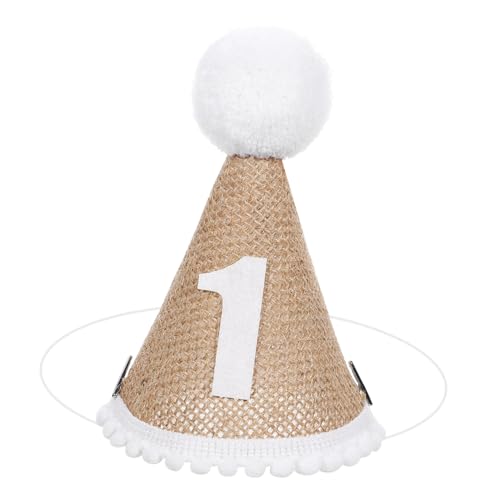 CVUTOVO Kindergeburtstagshut Aus Leinen Unisex Party Hut Bequemes Kopfstück Für Jungen Und Mädchen Kreative Fotorequisiten Für Babyfeiern Lustige Partydekoration Für Unvergessliche von CVUTOVO