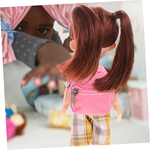 CVUTOVO Mini Rucksack für Puppen Dekorativer Strapazierfähiger Miniaturrucksack in Rosa Weiches Material als Puppenzubehör und Fotorequisite für Kleine Modelle von CVUTOVO