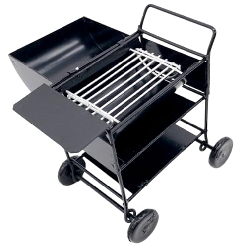 CVUTOVO Miniatur Puppenhaus Grill Modell Kompaktes Kindersicheres BBQ Zubehör Leichtes Miniatur Haus Barbecue Dekoration Detailreiches Puppenhaus Küchenmöbel von CVUTOVO