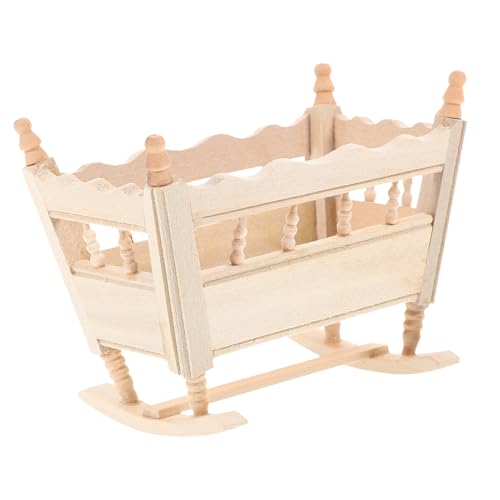 CVUTOVO Miniatur Puppenhaus Holz Modell Kreatives Kinderzimmermöbel für Puppenhaus Dekoration Handgefertigtes Design Naturholzfarbe für von CVUTOVO