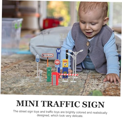 CVUTOVO Miniatur Verkehrsschilder Spielset Bunte Realistische Traffic Signs Pädagogisches Straßenverkehrs für Fördert Verkehrssicherheit und Praktische Kleine Modelle von CVUTOVO