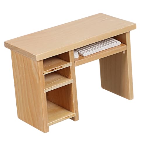 CVUTOVO Puppenhaus Holz Möbel Set mit Schreibtisch und Tastatur Deko für Miniaturhäuser Holzfarbe CVUTOVO Puppenhaus Holz Möbel Set mit Schreibtisch und Tastatur Deko für Miniaturhäuser Holzfarbe von CVUTOVO