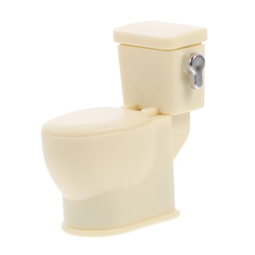 CVUTOVO Puppenhaus Möbel Zubehör Gelb Realistische Mini Toilette Modell für Puppenhaus Dekoration und Sammlerstücke von CVUTOVO