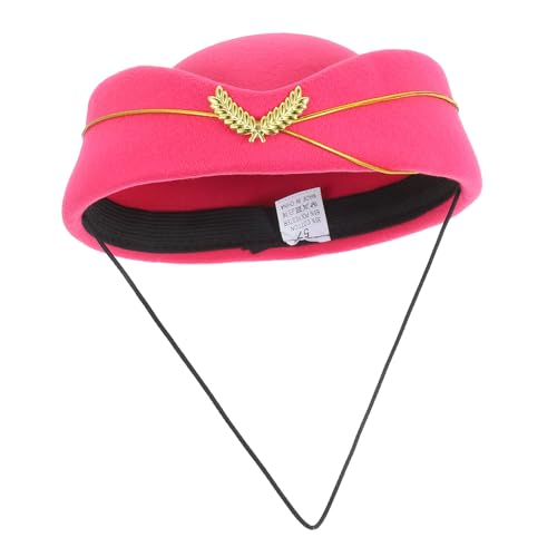 CVUTOVO Stewardess Hut für Damen Eleganter Cosplay Hut für Halloween Partys und Kostüme Rosa Perfektes Accessoire für Flugbegleiterinnen und Kostümpartys von CVUTOVO