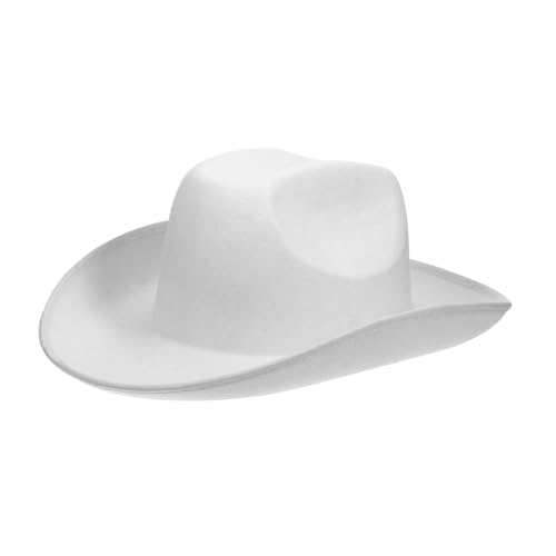CVUTOVO Weißer Cowboyhut mit Verstellbarem Nackenriemen Handgefertigter Eleganter Westernhut für Kostümpartys und Cosplay für Kreative Gestaltung und Vielseitige Looks von CVUTOVO