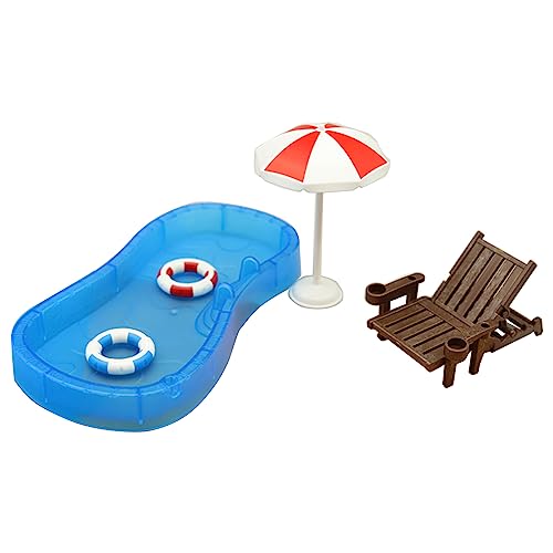 CVZJ Miniatur-Strand-Set für Kinder, Dekorationen mit Schwimmbad, Strandkorb, Zubehör, Kindergeschenk von CVZJ