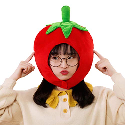CVZJ Niedliche Tomatenform, Plüschhut, lustige Früchte, gefüllte Kopfbedeckung, Foto-Requisiten von CVZJ