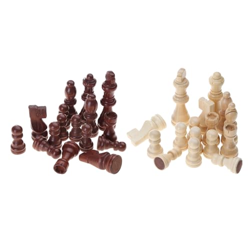 Internationale Schachfiguren aus Holz, handgeschnitzt, Schachspiel, Spielfiguren, Schachbrettzubehör, tragbare Schachfiguren aus Holz, handgeschnitzt, 32 Stück Internationale Schachfiguren aus Holz, handgeschnitzt, Schachspiel, Spielfiguren, Schachbrettzubehör, tragbare Schachfiguren aus Holz, handgeschnitzt, 32 Stück von CVZQTE