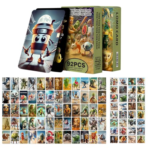 1 Satz Italian Brainrot Sammelkartenset – 60 einzigartige Karten & 32 Sticker, psychedelisches Kartenspiel mit besonderen Charakteren, Kinder, Jugendliche von CWED
