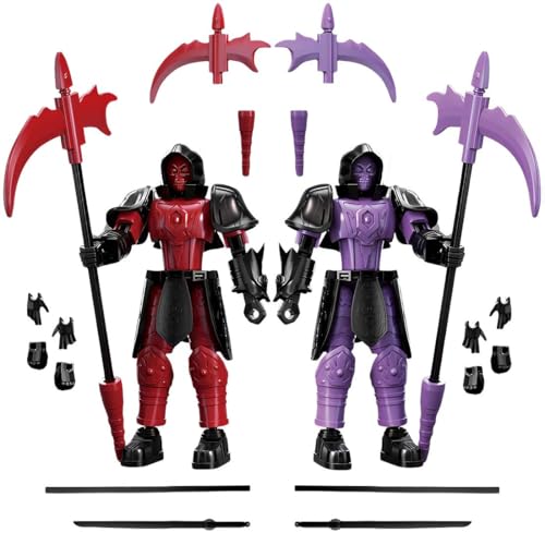 CWED T13 Action Figure, 2 Stück 3D-Gedruckter Mehrgelenke Roboterspielzeug,Multi-Artikular Lucky Mobil Roboter für Spielzeug für Spieleliebhaber (Sensenträger, Rot und Lila) von CWED