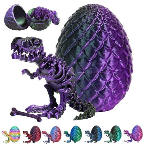 3D Gedrucktes Drachenei Geheimnisvolle Drachen Spielzeug Realistische Realistische Beweglicher Drachen Figuren Überraschung Easter Dracheneier Wohnkultur (lila schwarz) von CWENDANER