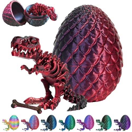 3D Gedrucktes Drachenei Geheimnisvolle Drachen Spielzeug Realistische Realistische Beweglicher Drachen Figuren Überraschung Easter Dracheneier Wohnkultur (rot schwarz) von CWENDANER