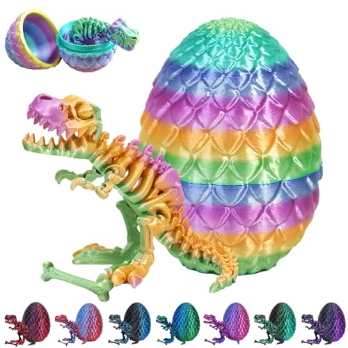 CWENDANER 3D Gedrucktes Drachenei Geheimnisvolle Drachen Spielzeug Realistische Realistische Beweglicher Drachen Figuren Überraschung Easter Dracheneier Wohnkultur (Regenbogen) von CWENDANER